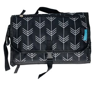 Kiyari Portable Diaper Changing Pad w/ Head Pillow Travel Organizer Black White